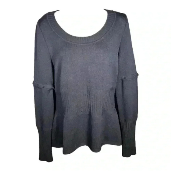 St. John Sports Sweater Black Women's Medium Convertible Sleeve Knit Round Neck - Picture 3 of 6